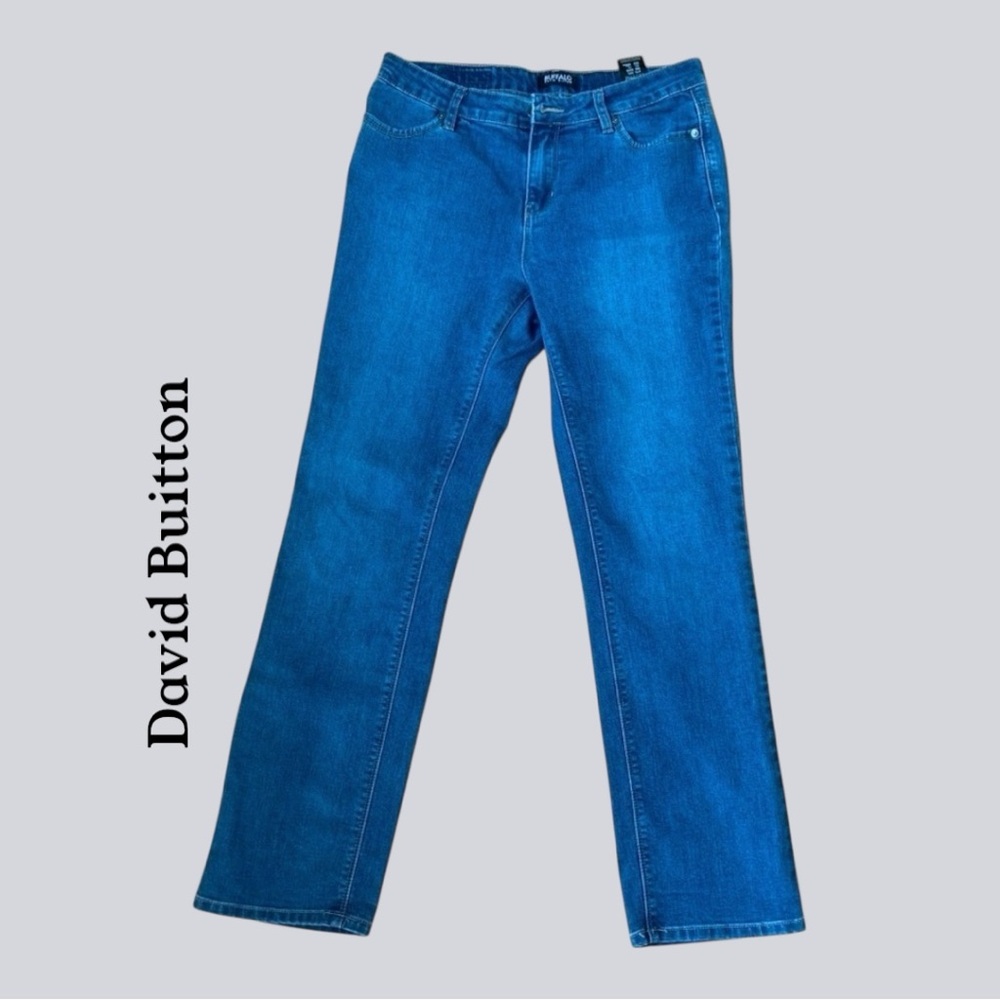 DAVID BITTON MIDRISE STRAIGHT LEG STRETCH JEANS